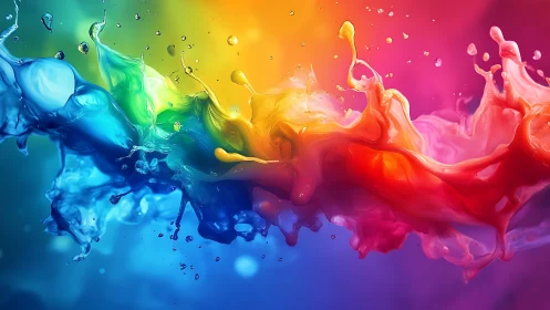 Multicolor liquid splash in dynamic horizontal collision.