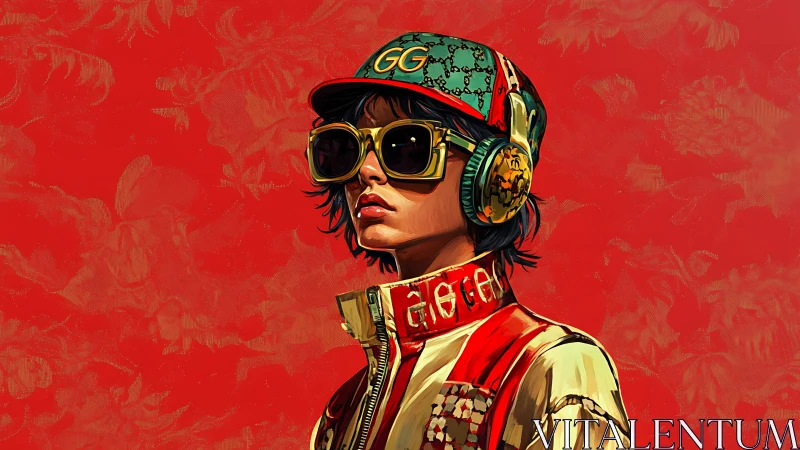 Digital painting portrait of urban streetwear youth icon.