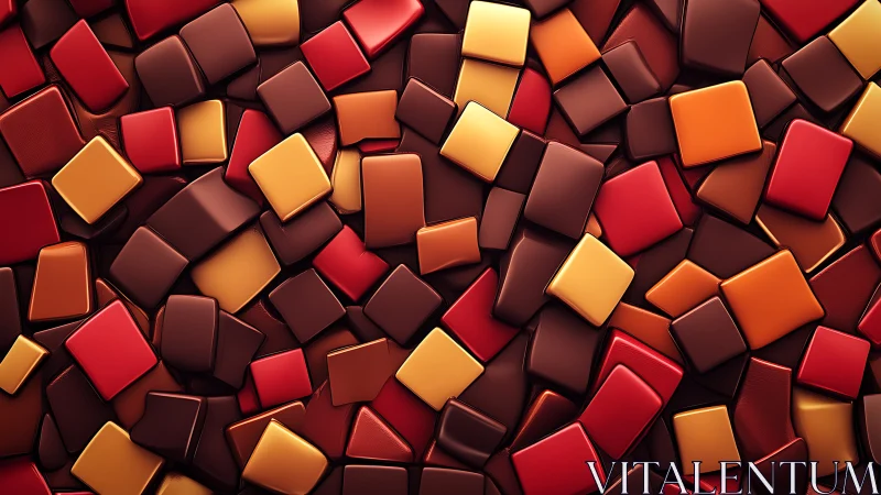 Cozy mosaic of glossy red and gold candy blocks.