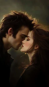 Romantic Profile Kiss: Warm Golden Backlighting with Silhouetted Intimacy