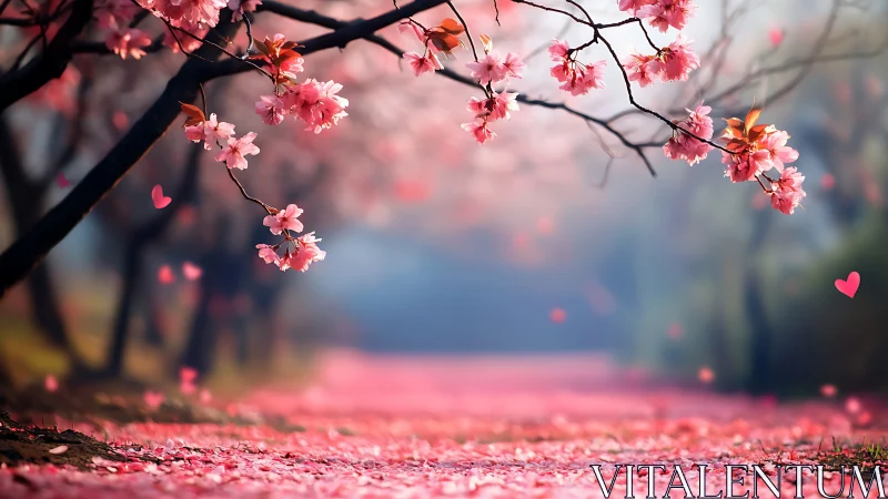 Cherry Blossom Pathway: Romantic Spring Landscape.