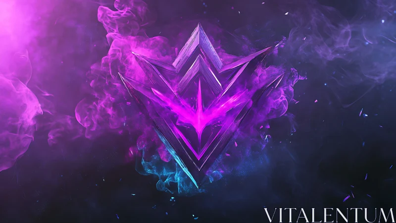 Neon vortex sigil ignites amid cosmic violet smoke storm.