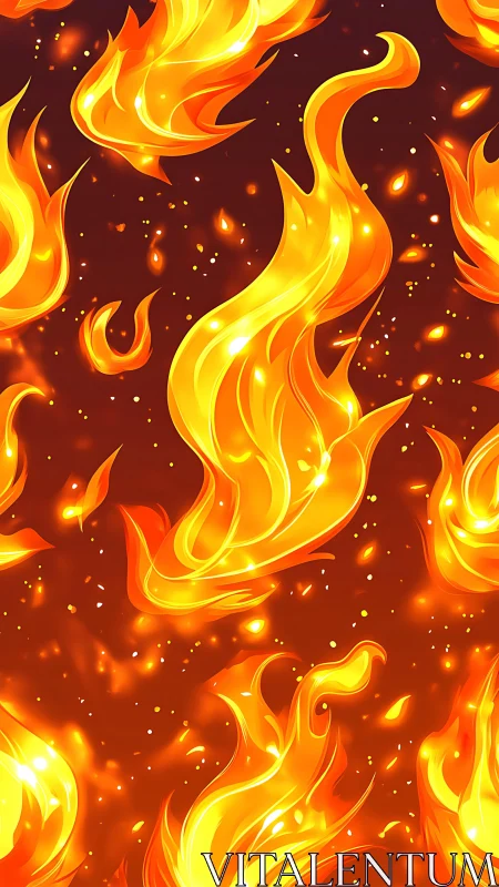 Blazing Flames Dancing Across Dark Canvas.