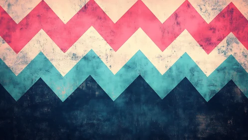 Chevron stripes in distressed pastel textures create contrast.