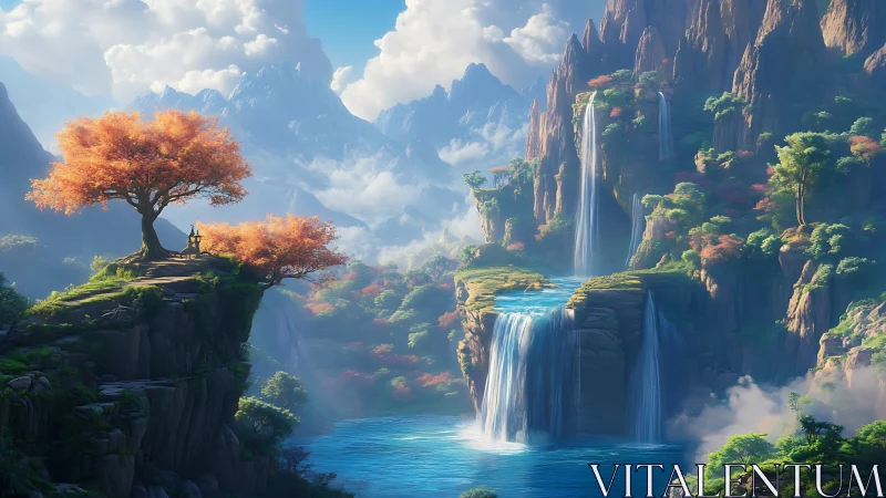 Solitary dreamer listens to waterfalls crown a skybright valley