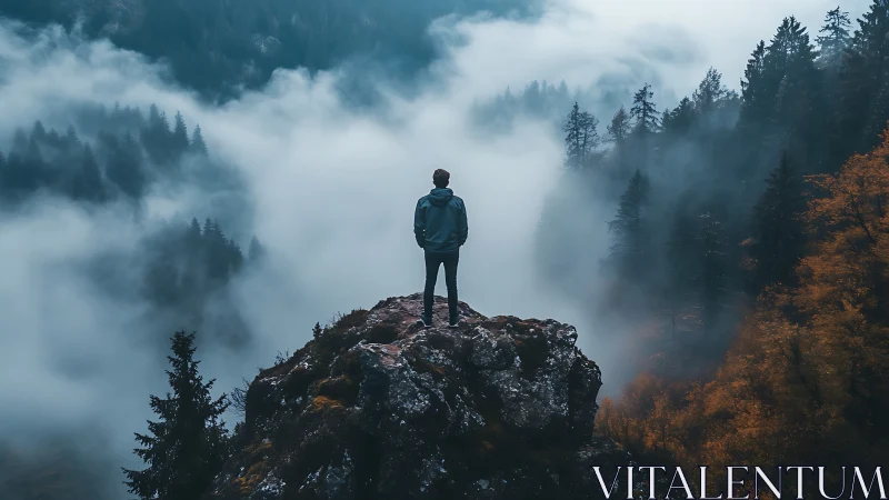 Solitary wanderer greeting a storm of whispering clouds.