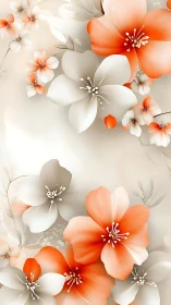 Orange and White Floral Digital Arrangement.