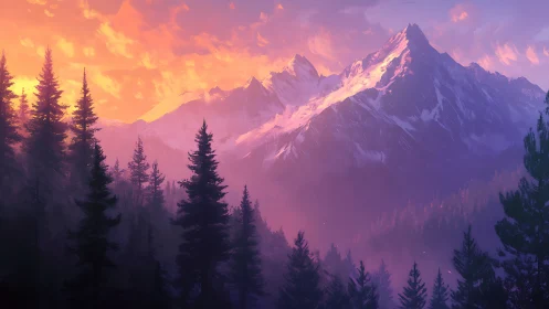 Twilight-drenched peaks trade secrets with the glowing forest