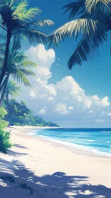 Tropical Beach Paradise: Golden Sand Meets Azure Waters.