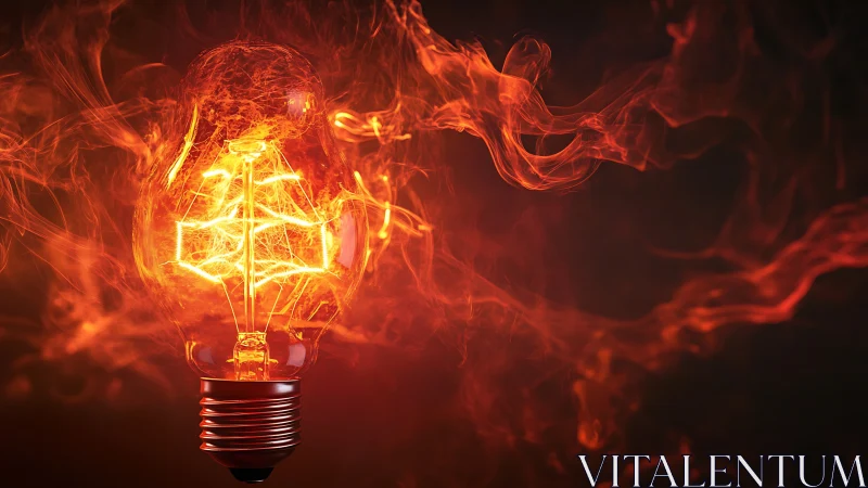 Incandescent Bulb Ignites with Fiery Energy and Light.
