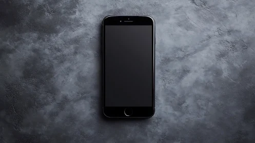 Modern Smartphone Rests on Textured Concrete Surface
