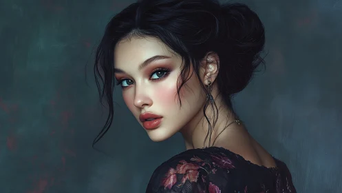 Elegant digital portrait of a woman in soft dramatic light.