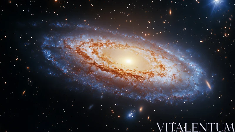 Swirling barred galaxy amid dense starfield in deep space.