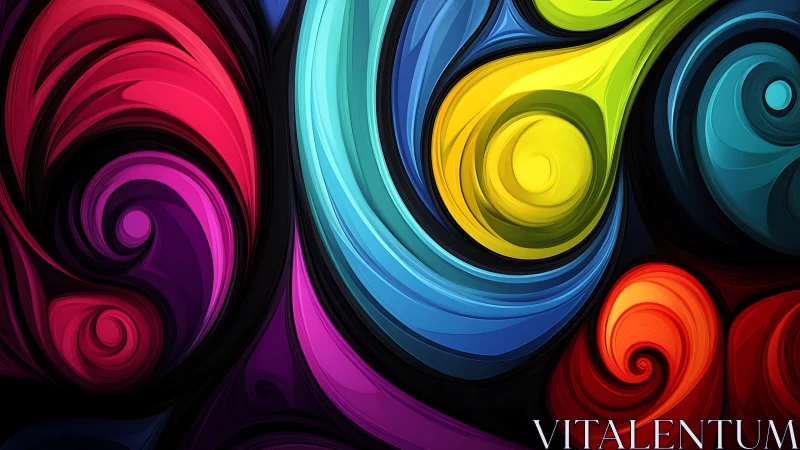 Vibrant abstract swirls in layered multicolor composition.