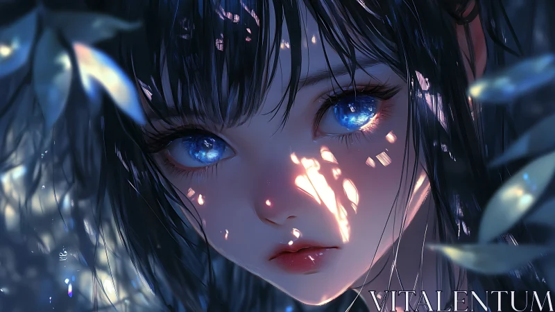 Starlit eyes drink in shattered moonlight through leaves