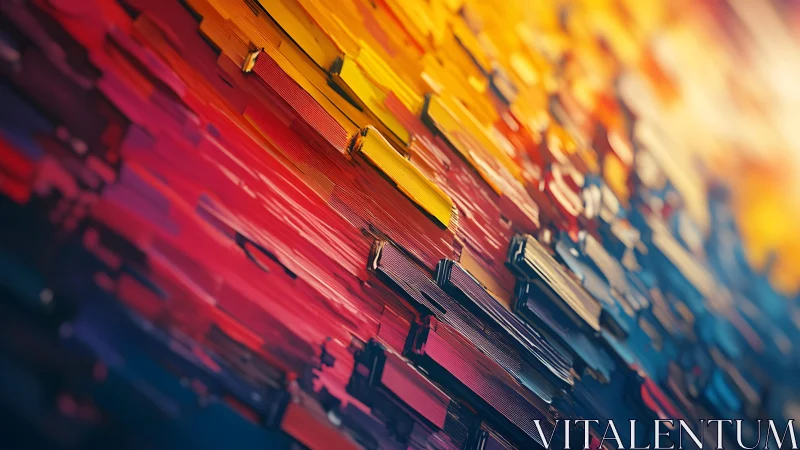 Abstract geometric blocks in vibrant colors, digital art style.