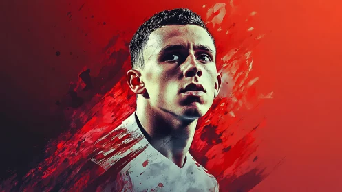 Intense football portrait explodes through red motion blur.