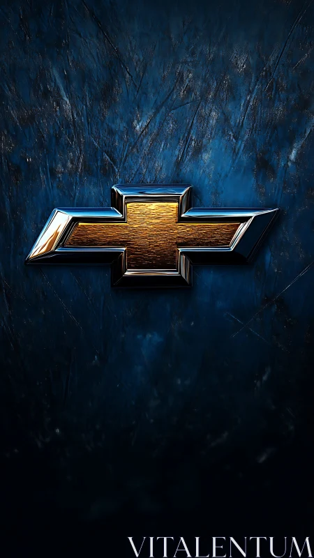 Metallic cross emblem is centered on textured blue field