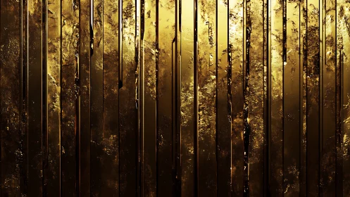 Gilded vertical panels with textured molten metallic surface.