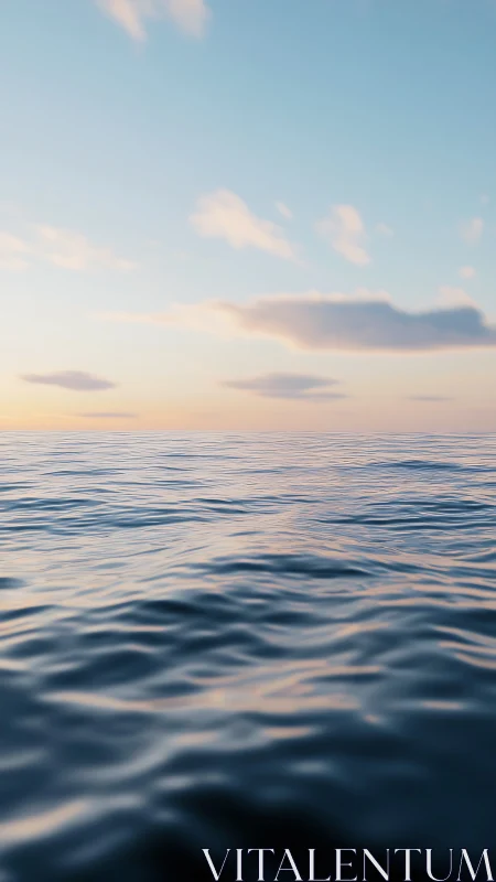 Soft evening waves under a wide, pastel painted sky.