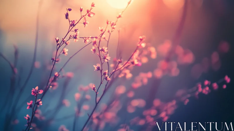 Shallow Depth-of-Field Floral Bokeh with Warm Color Grading.