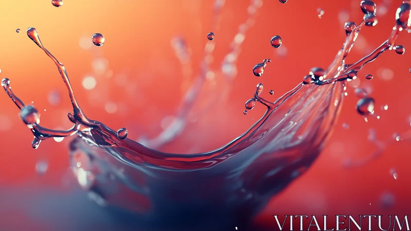 Liquid splash arc against soft coral gradient background.