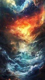 Cosmic tempest uniting infernal clouds and abyssal ocean