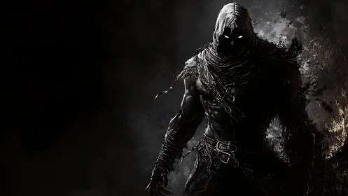 Shadowed wraith warrior emerging from fractured darkness.