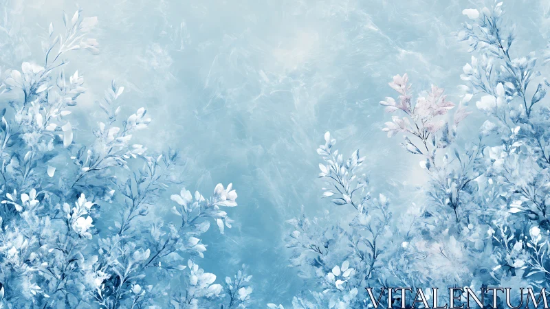 Ethereal Blue Flowers Bloom in Dreamy Hazy Landscape