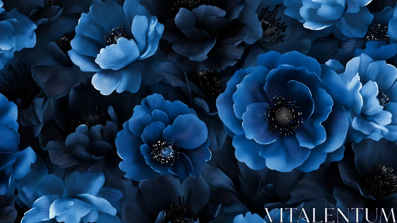 Indigo Blooms Dance: Layered Petals in Twilight.