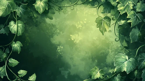 Digital ivy foliage frame with luminous botanical field.