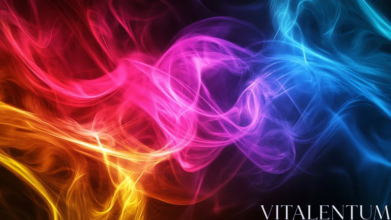 Neon smoke ribbons collide and braid across cosmic dark