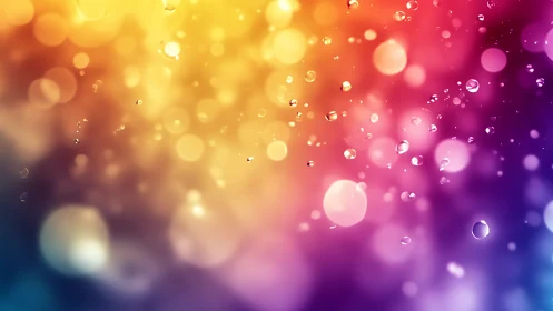 Defocused bokeh droplets overlay gradient spectrum background field