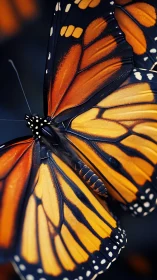 Radiant monarch butterfly rests with glowing orange wings