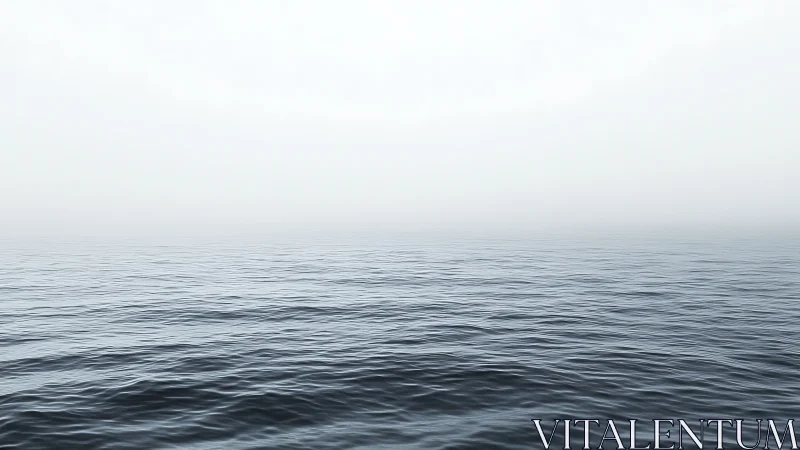 Minimalist seascape with low-contrast horizon in dense mist.