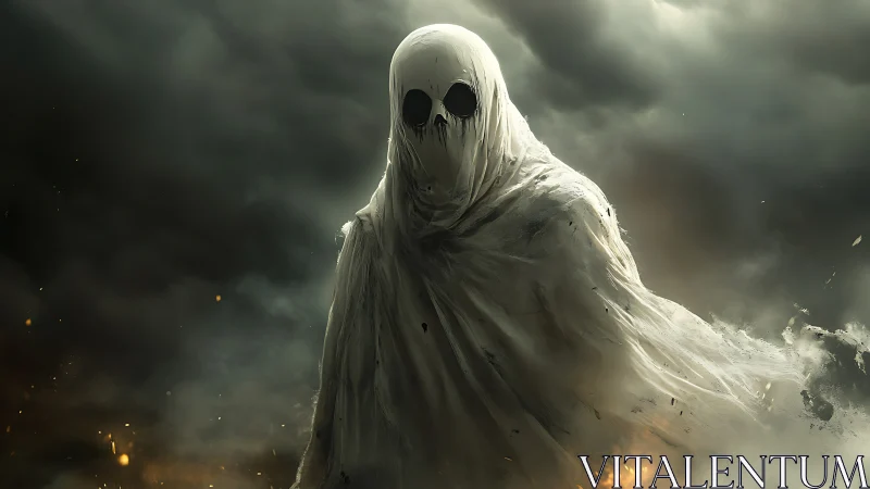 Gentle ghost drifting through a stormy twilight sky.