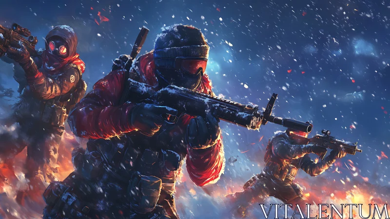 Crimson-Cloaked Soldiers Dance Through Inferno's Frozen Breath