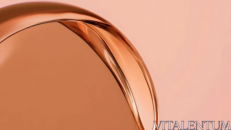 Abstract copper curve on peach background, minimalist digital art.