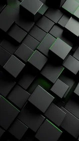 Soft neon glows between sleek floating black cubes.