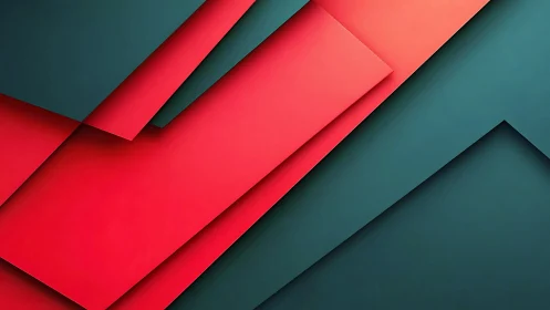 Geometric red teal layers with diagonal overlapping planes.