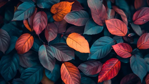 Chromatic foliage array under cool-toned ambient illumination.