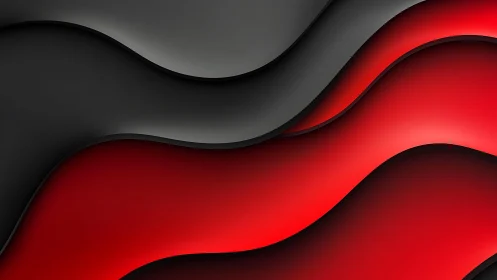 Abstract layered waves in black and red with smooth gradient style.
