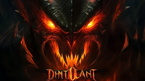 Demonic firelord portrait glows with molten inferno fury.