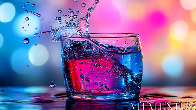 High-speed liquid dynamics in colored bokeh illumination study.