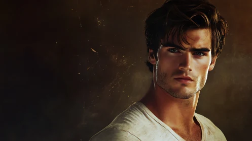 Warm portrait of a thoughtful young man in soft light.