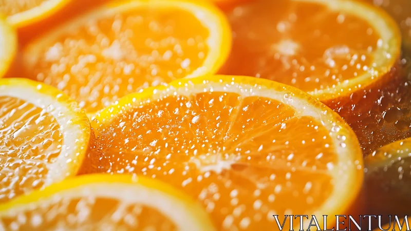 Orange citrus slices in liquid with visible surface bubbles.