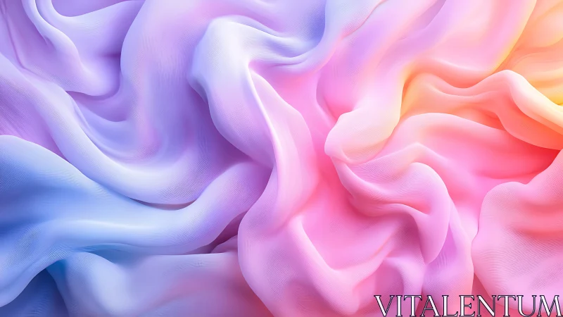 Soft gradient textile folds in pastel pink and blue hues.