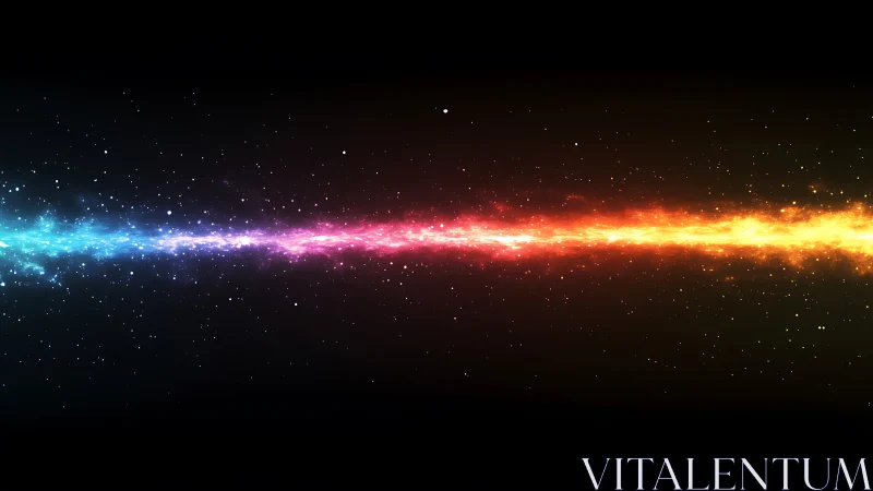 Chromatic plasma beam traverses starfield with gradient spectrum