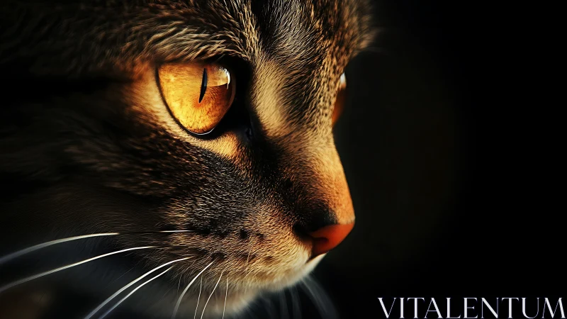 Captivating Golden Eyes of a Watchful Tabby Cat