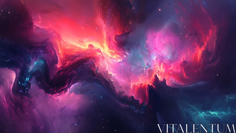 Radiant cosmic nebula swirls in glowing pink and violet storms